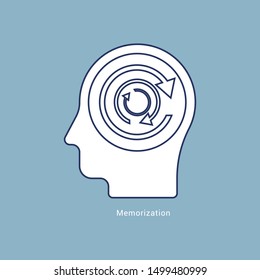 human head Memorization icon concept - Illustration