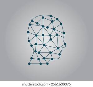 Human Head Mesh Neural Network. Intelligence and human thinking process vector art