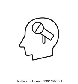 Human head with microphone sign silhouette vector illustration