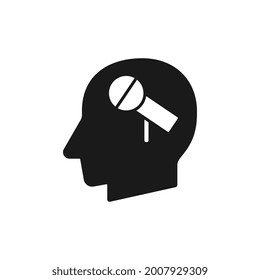 Human head with microphone sign silhouette black vector illustration