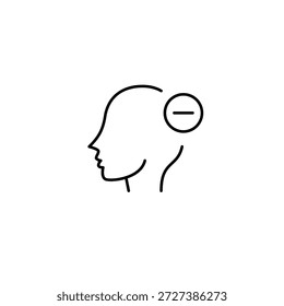 Cabeza humana y menos. Avatar de usuario eliminado. Ayuda para la salud mental. Icono de Vector de trazo perfecto y editable