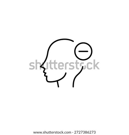Human head and minus. User avatar deleted. Mental health help. Pixel perfect, editable stroke vector icon