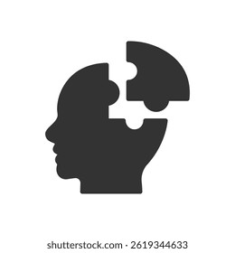 Human head with missing puzzle pieces. Representing a concept of problem solving, creativity, and cognitive function. Ideal for educational materials, business presentations, and psychological themes