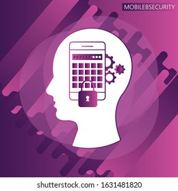 human head Mobile security icon concept - Illustration