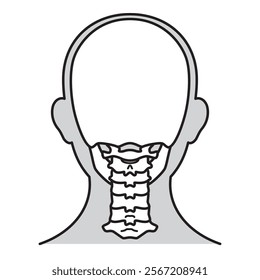 human head model, skull, outline, back view, vector file set,  monochrome illustration