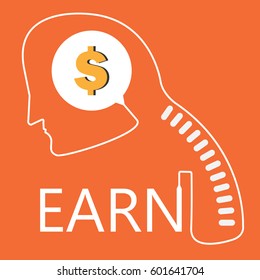 Human head modern design idea and concept, earning money
