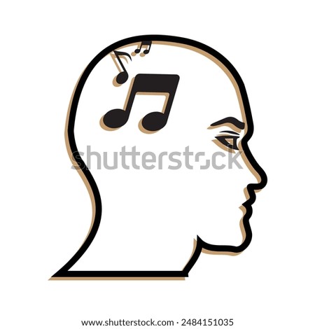 human head with musical head content. for your logo, flat design style. suitable for profiles, presentations, progress. design vector template