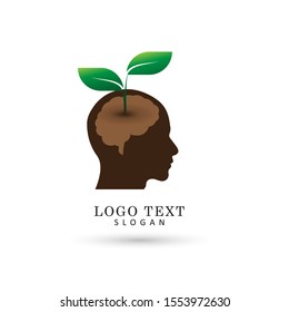 Human Head & Nature Logo. Symbol & Icon Vector Template.