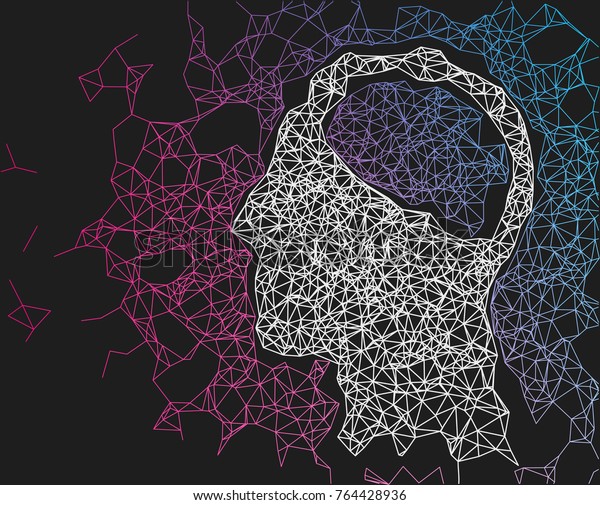 人間の頭のネットワーク線の抽象的背景 人工知能のコンセプト Ai 深い学習 ベクターイラスト のベクター画像素材 ロイヤリティフリー