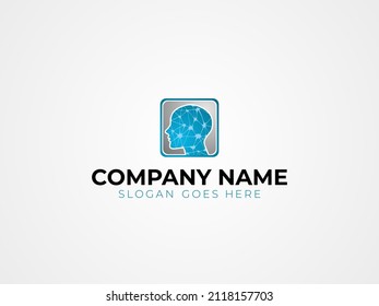 human head with neurons logo