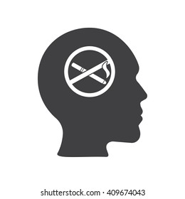 Human head with no smoke icon, creative vector illustration.