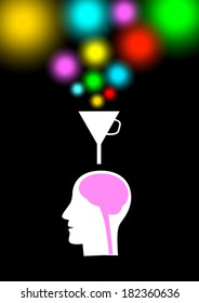 Human head on black background  