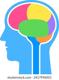 Menschliche Kopfumrisse mit Gehirn
