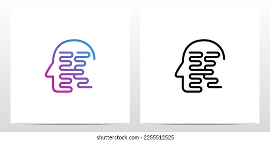 Human Head Outline Letter Logo Design K