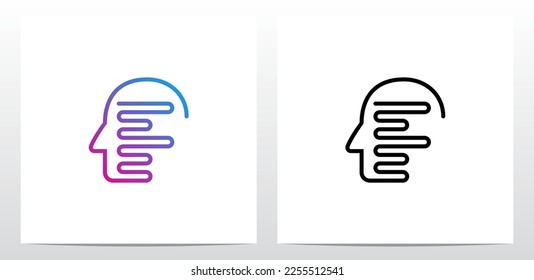 Human Head Outline Letter Logo Design F