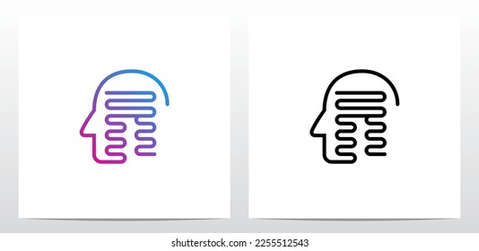 Human Head Outline Letter Logo Design N