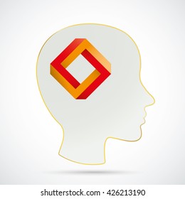 Human head with paradox on the white background. Eps 10 vector file.