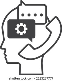 human head and phone illustration in minimal style isolated on background