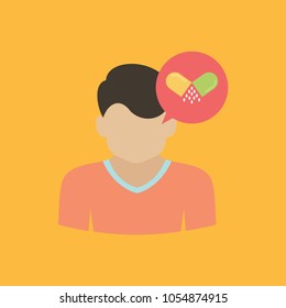 Human head with pills icon