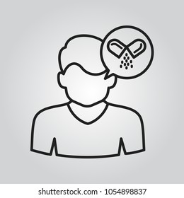 Human head with pills icon