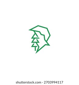Cabeza humana y diseño del logotipo de la compañía del árbol de pino.