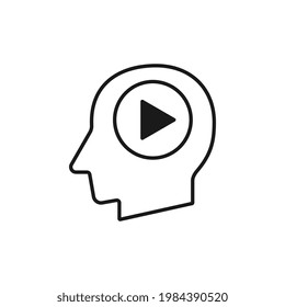Ilustración vectorial de la cabeza humana con botón de reproducción
