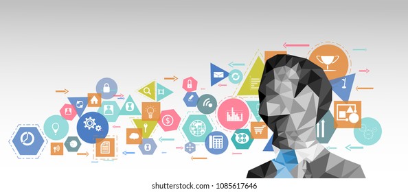 Human Head Polygon  and  Geometry, Colorful, icon - modern Idea and Concept Vector illustration Business.
