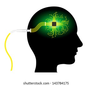 human head with the processor on a white background