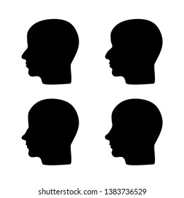 Human head profile black shadow silhouette vector illustration isolated on white background