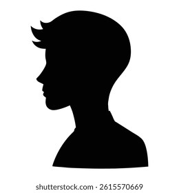Human head profile black shadow silhouette on white background