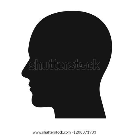 Human head profile black shadow silhouette vector illustration isolated on white background