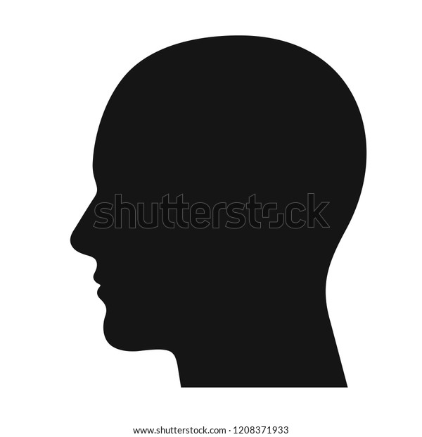 Human head profile black shadow\
silhouette vector illustration isolated on white\
background