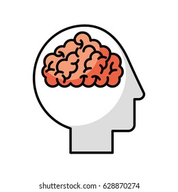 human head profile with brain