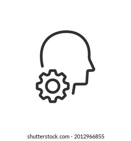 Human head profile with gear. Creative idea icon symbol. Creative Solution Icon.