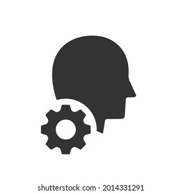 Human head profile with gear. Creative idea icon symbol. Creative Solution Icon.