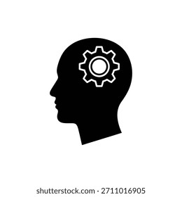 Human Head Profile with Gear Mindset Icon