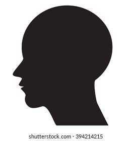 Human head profile icon on white background. Vector art.