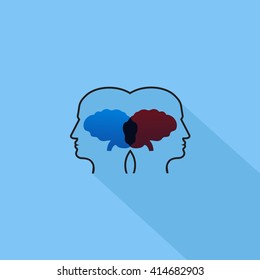 Human Head Profile - Isolated On Blue Background - Vector Illustration, Graphic Design. Abstract Concept 