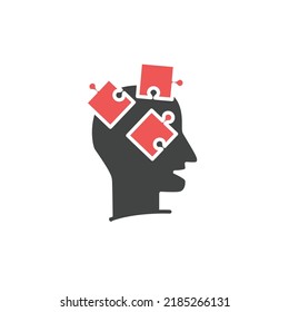 Human head profile and jigsaw puzzle icons  symbol vector elements for infographic web