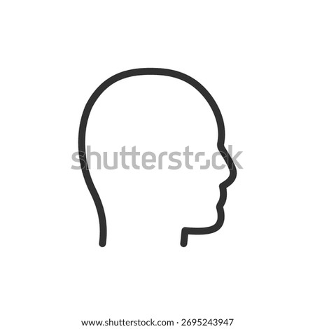 Human head profile, linear icon. Psychology, identity, and health. Line with editable stroke.