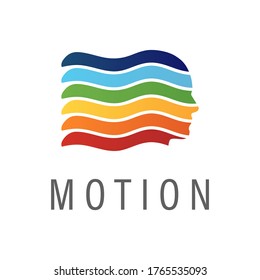 Human head in profile, logo, icon, sign, pictogram. Abstract human symbol with multicolored wavy lines for creative design on a white background. Vector illustration.