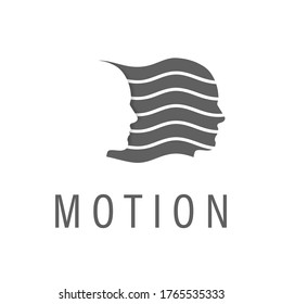 Menschlicher Kopf in Profil, Logo, Symbol, Zeichen, Piktogramm. Abstraktes menschliches Symbol mit grauen Linien für kreatives Design auf weißem Hintergrund. Vektorgrafik.