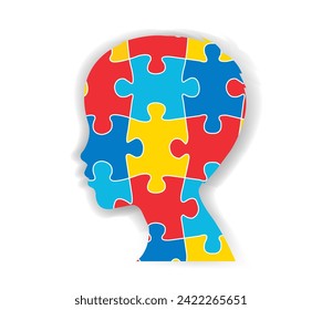 Human Head Profile With Puzzle White Background