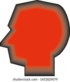 Human head profile red silhouette vector illustration isolated on white background