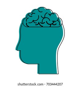 human head profile sideview with brain inside icon image