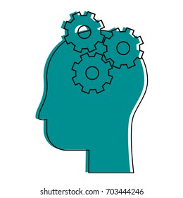 human head profile sideview with gears inside icon image 