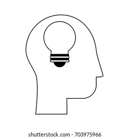 human head profile sideview with lightbulb  inside icon image 