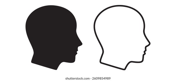 Human head profile silhouette icon set vector illustration.