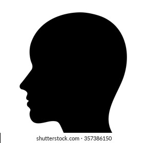 Human head profile silhouette isolated white background