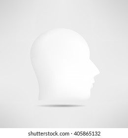 Human head profile silhouette isolated. 3d mans head avatar. Social network profile. Internet anonymous head profile pic. Social network guest avatar.